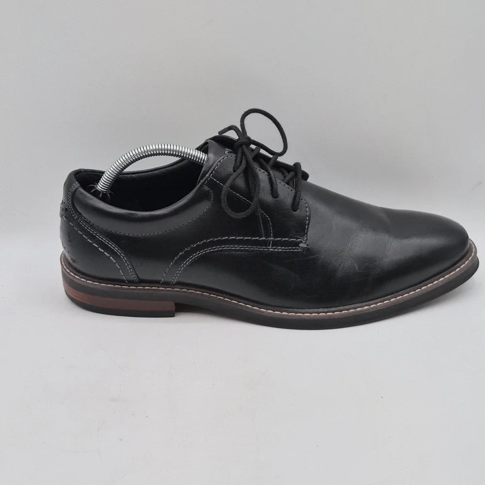 Nunn Bush Shoes Mens Size 10 Black‎ Leather Derby Dress Comfort Gel 81339-001